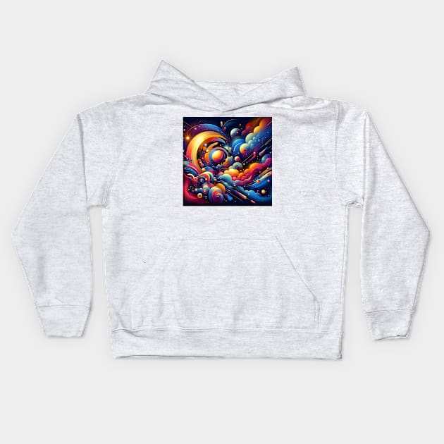 Cosmic symphony: A dance of nebulas Kids Hoodie by ryspayevkaisar